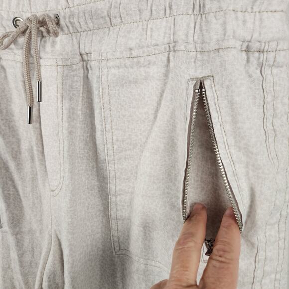 Athleta Women’s Linen Jogger Animal Print Beige SZ 14 - Picture 7 of 16